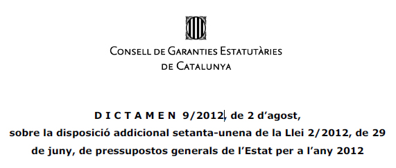 Dictamen del Consell de Garanties Estatutàries de Catalunya